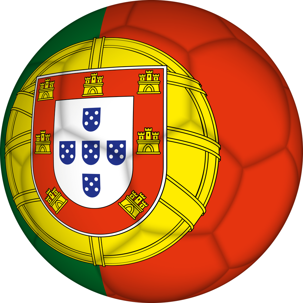 Football ball with Portugal flag pattern.